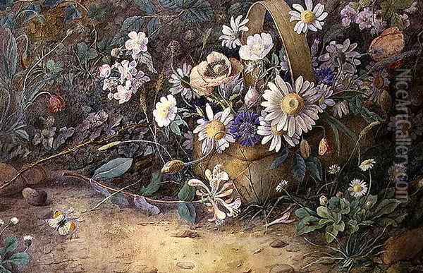 Basket of Wild Flowers Oil Painting - G.E. Taylor