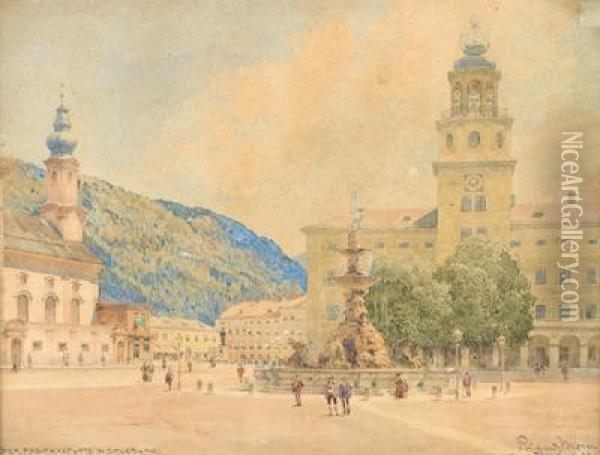 Der Residenzplatz In Salzburg Oil Painting - Richard Moser