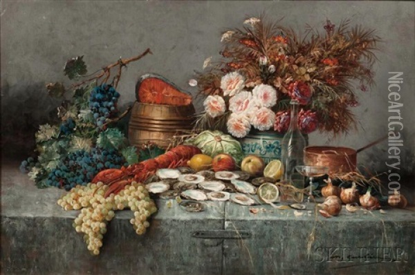 A Bountiful Table Oil Painting - Max Carlier