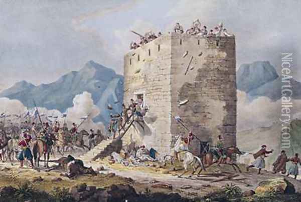 The Resistance of Forty Greek Rebels in a Tower in Thebe Oil Painting - Georg Melchior Kraus
