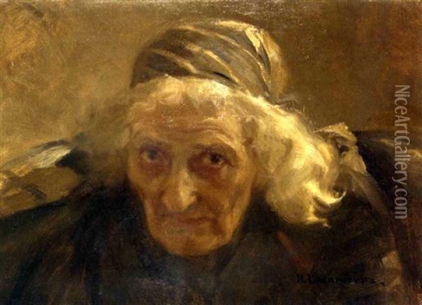 Portrait Of An Old Woman Oil Painting - Nikolai Alexeievich Kasatkin