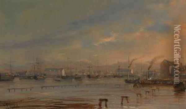 Harbour Scene Oil Painting - Carl Weber