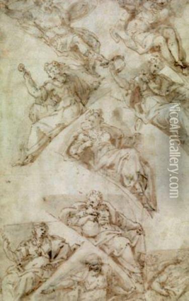 Studi Di Figure Allegoriche Oil Painting - Giovanni Battista della Rovere
