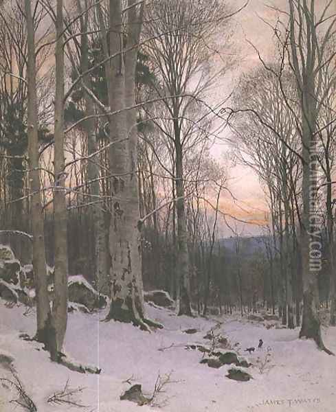 Twilight, Beech Woods Oil Painting - James Thomas Watts