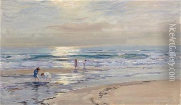 Sunset, Machrihanish Oil Painting - John Campbell Mitchell