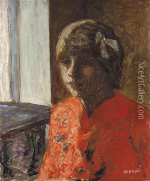 Marthe Bonnard En Corsage Rouge Oil Painting - Pierre Bonnard