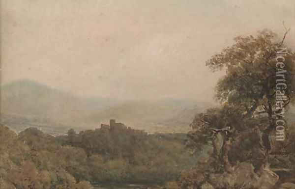 View towards a hilltop castle Oil Painting - Peter de Wint