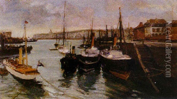 Le Port De Dieppe Oil Painting - Jacques-Emile Blanche