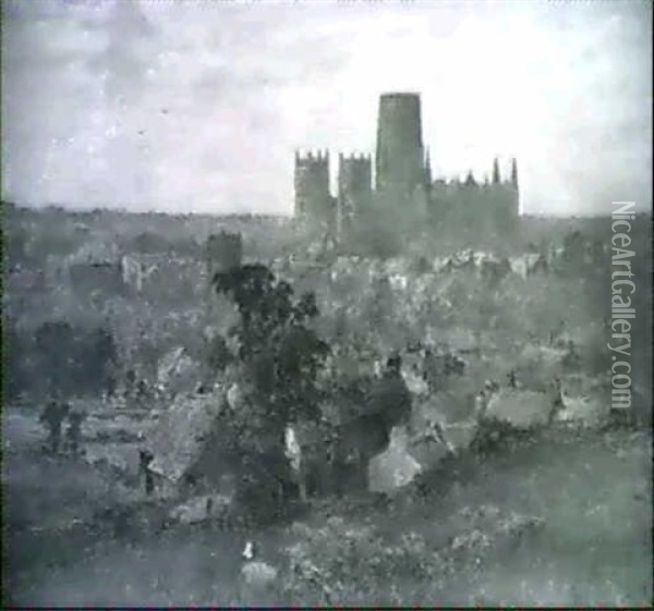 Durham Castle Oil Painting - Vincent Philip Yglesias
