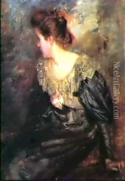 Le Lettre, Portrait De Lucie Hesnault Oil Painting - Jacques-Emile Blanche