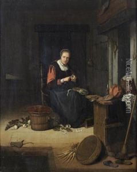 The Kitchen Maid Oil Painting - Quiringh Gerritsz. van Brekelenkam