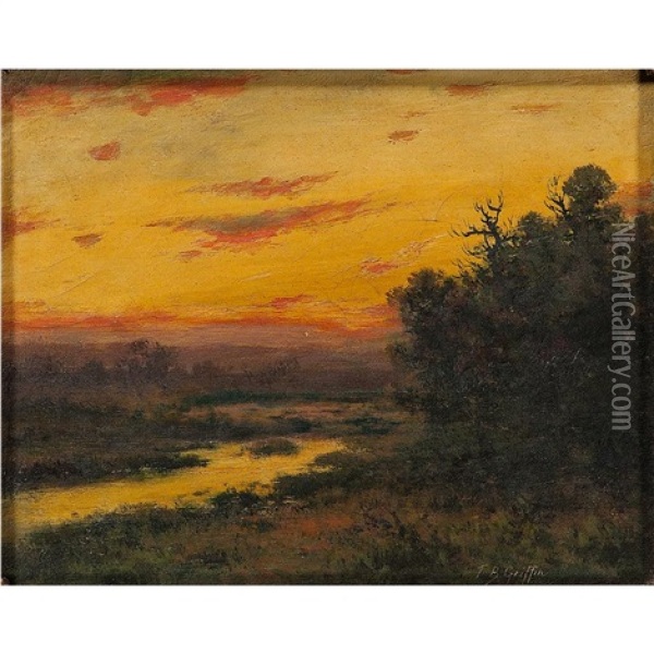 Landscape At Dusk Oil Painting - Thomas Bailey Griffin