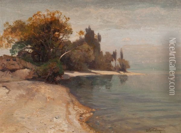 An Den Ufern Des Lac Leman Oil Painting - Jean-Baptiste-Arthur Calame