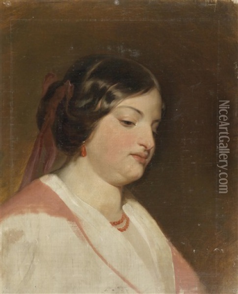 Portrat Fraulein Von Heintl (study) Oil Painting - Friedrich von Amerling