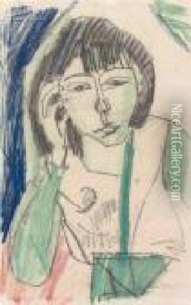 Erna Von Vorne,brustbild Oil Painting - Ernst Ludwig Kirchner
