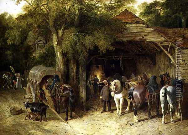 The Blacksmiths, 1842 Oil Painting - John Frederick Herring Snr
