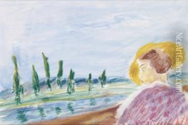 Kvinna Med Gul Hatt Oil Painting - Ivan Ivarson