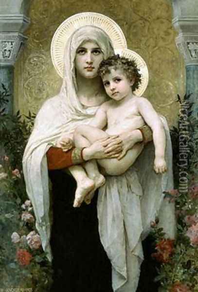 The Madonna of the Roses Oil Painting - William-Adolphe Bouguereau