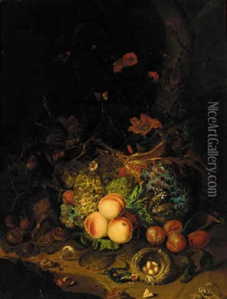 A Cornucopia Of Fruits And Flowers Oil Painting - Antonio Costa