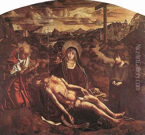 Pietà of Canon Luis Desplá 1490 Oil Painting - Bartolome Bermejo