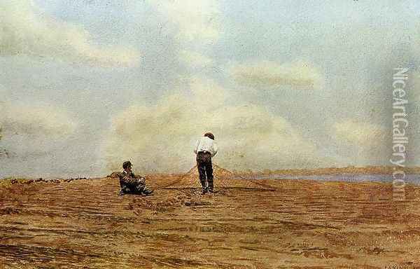 Mending the Net, 1882 Oil Painting - Thomas Cowperthwait Eakins