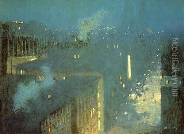 The Bridge: Nocturne Oil Painting - Julian Alden Weir