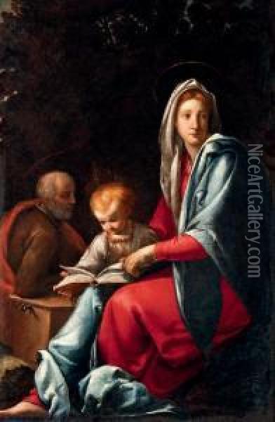 The Holy Family Oil Painting - Francesco Montelaticci, Cecco Bravo