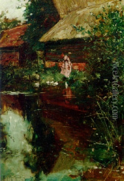The Duck Pond Oil Painting - John Robertson Reid