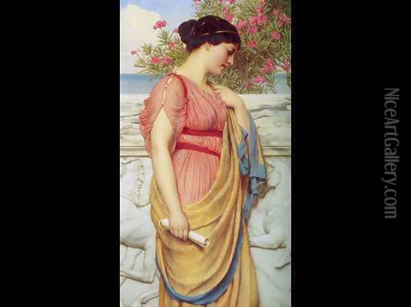 Sappho Oil Painting - John William Godward