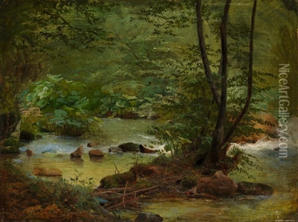 Am Waldbach Oil Painting - Eduard Wilhelm Pose