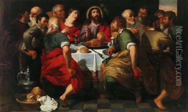 The Last Supper (collaboration With Workshop) Oil Painting - Artus Wolfaerts