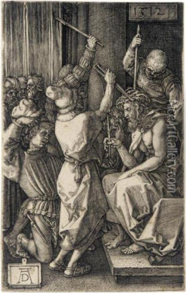 Christ Before Caiaphas (bartsch,
 Meder, Hollstein 6); Christ Before Pilate (b., M., Holl.7); The 
Flagellation (b., M., Holl.8); And Christ Crowned With Thorns (b., M., 
Holl.9) Oil Painting - Albrecht Durer
