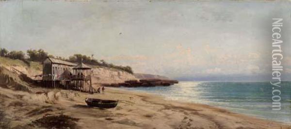 Sulla Spiaggia Oil Painting - Eugenio Amus