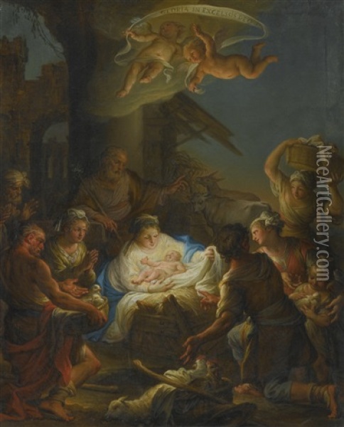 The Adoration Of The Shepherds Oil Painting - Marco Benefial