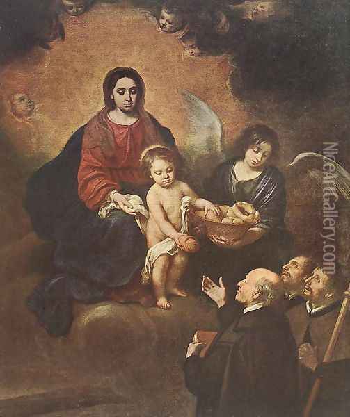 The Infant Jesus Distributing Bread to Pilgrims 1678 Oil Painting - Bartolome Esteban Murillo