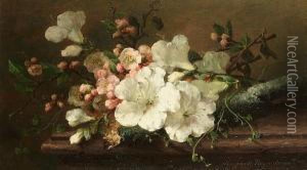 Still Life With Blossom Oil Painting - Margaretha Roosenboom