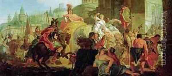 The Entrance of Alexander the Great 356-323 BC into Babylon Oil Painting - Francesco Fontebasso