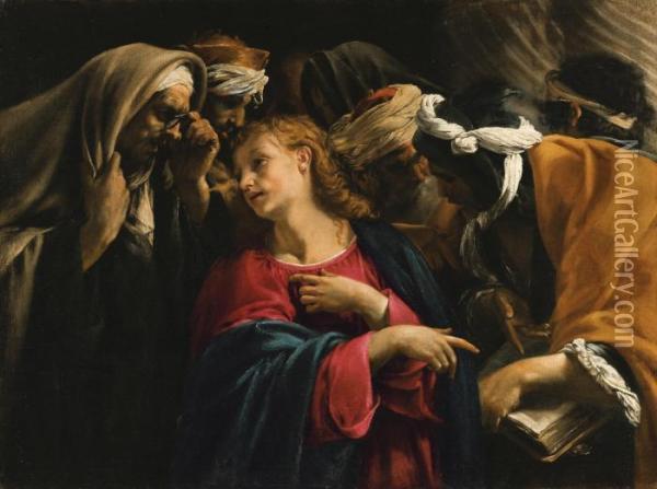 Christ Amongst The Doctors Oil Painting - Orazio Borgianni