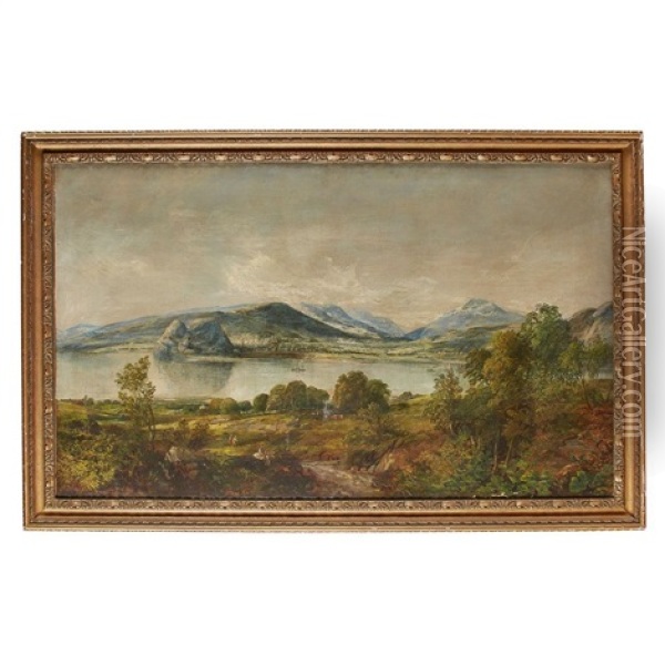 Across The Lake Oil Painting - William Barry