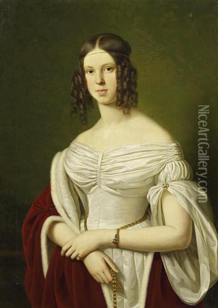 Portrait Of Marie Felicitas Zufurstenberg Oil Painting - Franz Ittenbach
