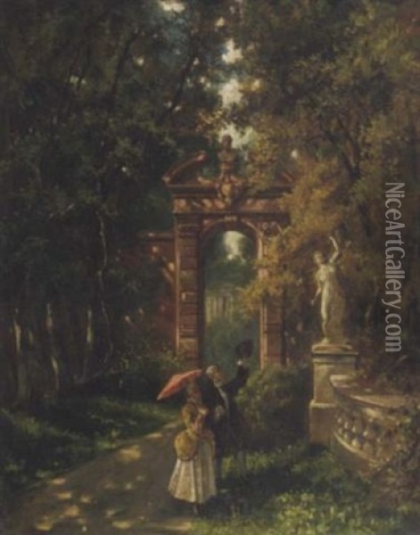 A Romantic Stroll Oil Painting - Karl Emil Doepler the Elder