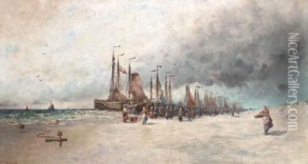 Arrival Of The Fleet Oil Painting - George Bunn