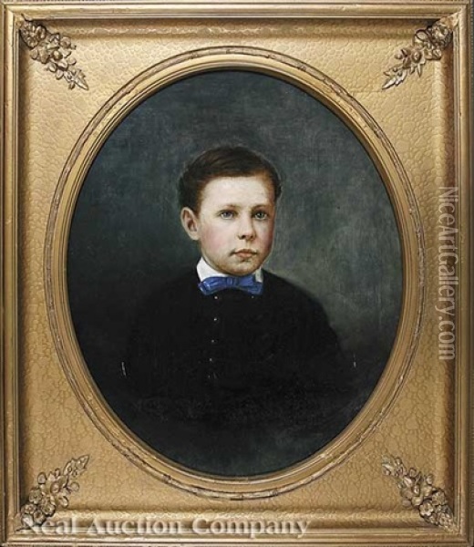 Portrait Of A Boy With A Blue Tie Oil Painting - Harold Rudolph