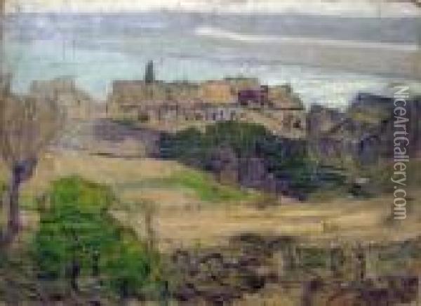 Le Village Oil Painting - Alfred Lesbros