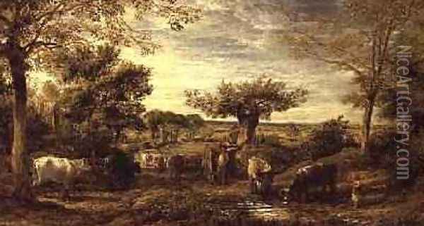 Changing pastures Hampstead Heath Oil Painting - John Linnell