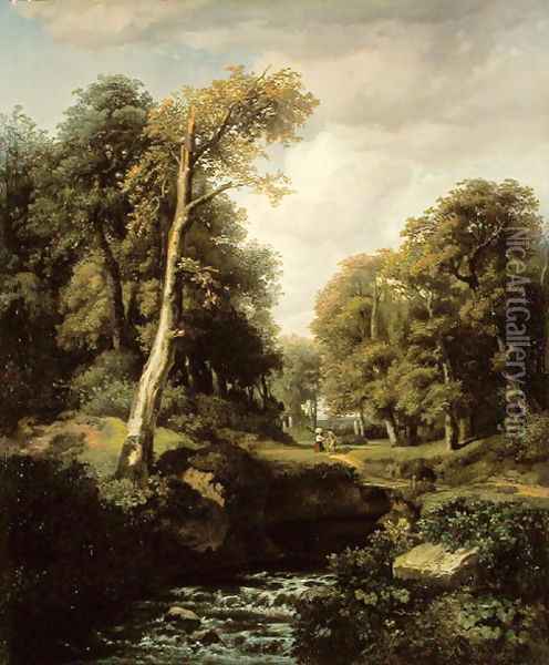 Landscape, 1850 Oil Painting - August Weber