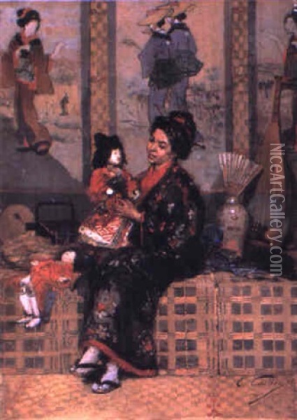 The New Doll Oil Painting - Edouard Castres