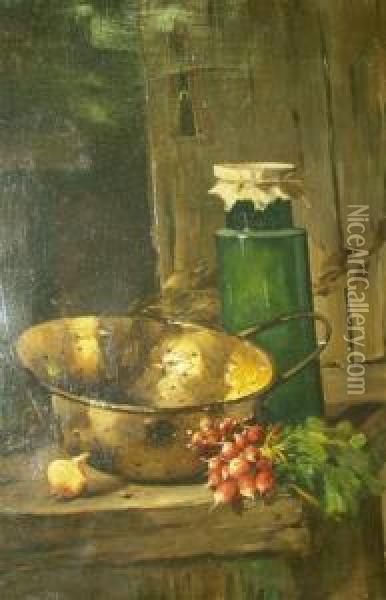Still Life With Radishes Oil Painting - Maurice Louis Monnot