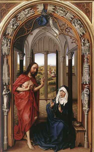 Miraflores Altarpiece: right panel (or Mary Altarpiece) Oil Painting - Rogier van der Weyden