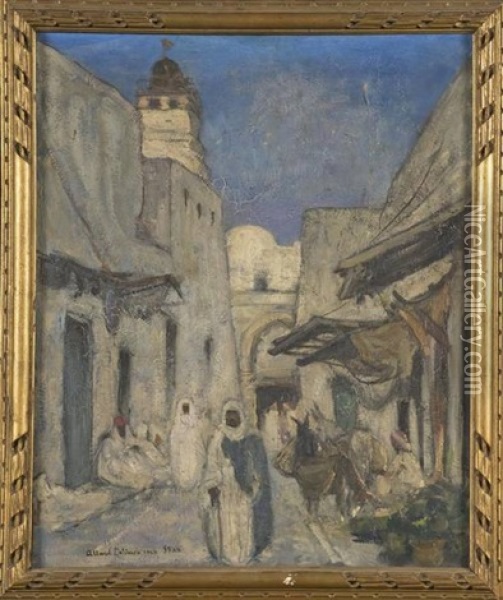 Souks Animes A Sfax (tunisie) Oil Painting - Fernand Allard L'Olivier